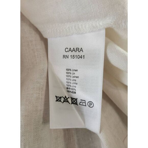 CAARA Embroidered Puff Sleeve Linen Top Size Small - Picture 8 of 8